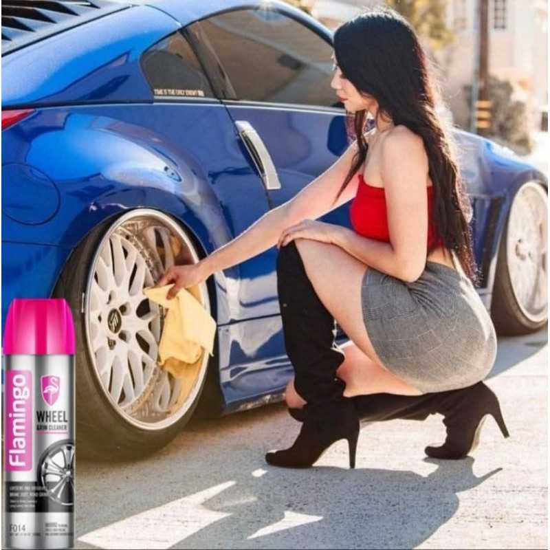 Flamingo Wheel & Rim Cleaner    สเปรย์ขจัดคราบล้อแม็กซ์ และพื้นผิวโลหะทุกชนิด  (ล้อแม็กซ์ โครเมี่ยม 