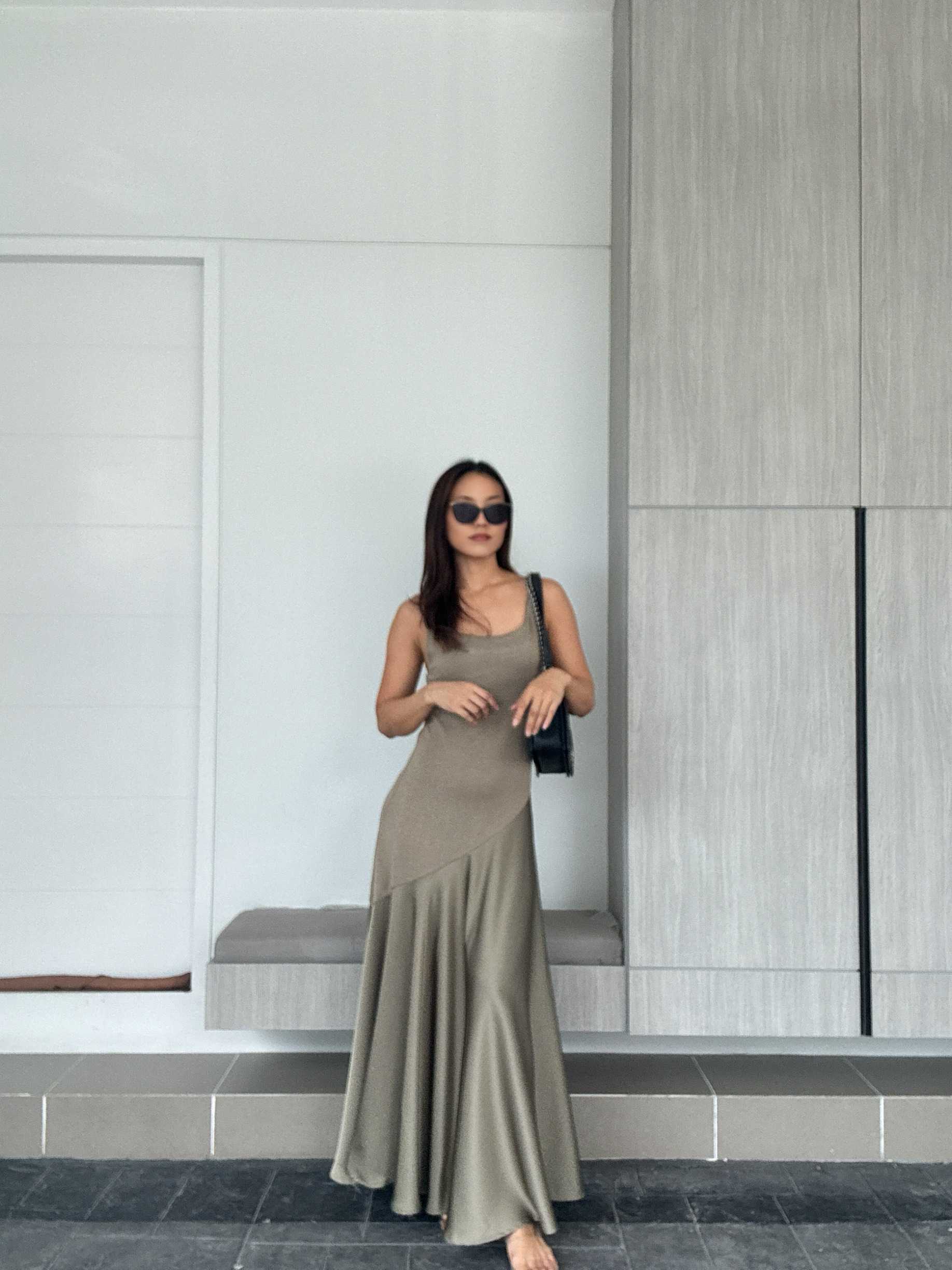 9950 2 Layer Satin Maxi dress
