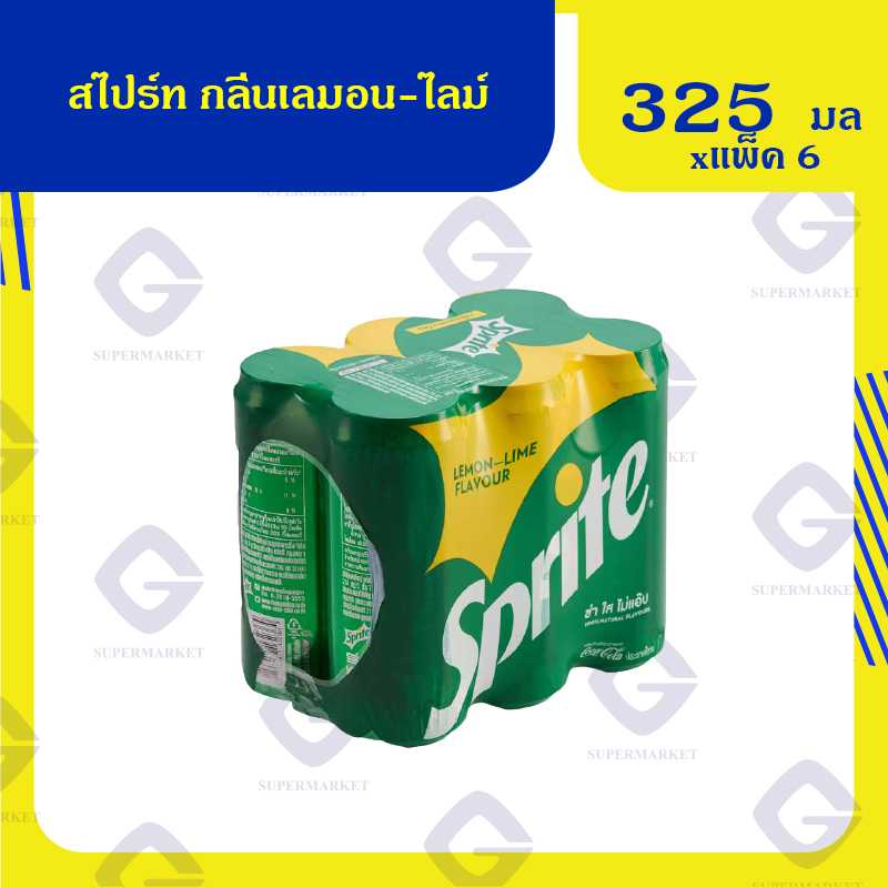 สไปร์ท กลิ่นเลมอน-ไลม์ 325มล. x 6กระป๋อง 8851959632369 (07)