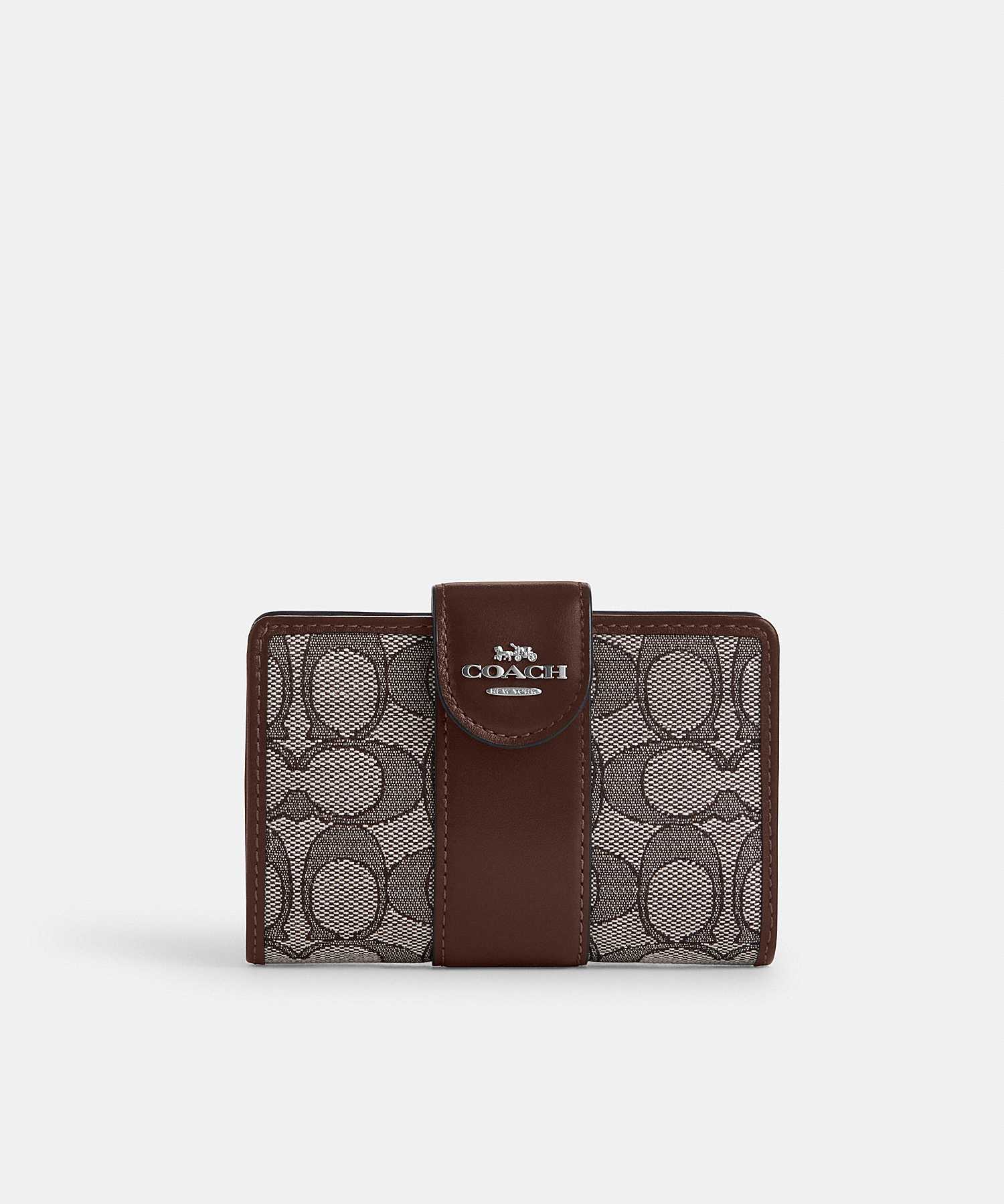 COACH MEDIUM CORNER ZIP WALLET IN SIGNATURE JACQUARD CU987 SVS8S