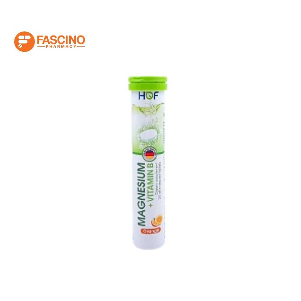 HOF Magnesium+Vitamin B EFF ผลิตภัณฑ์เสริมอาหารแบบเม็ดฟู่ แม็กนีเซียม วิตามินบี (หลอด 20 เม็ด)