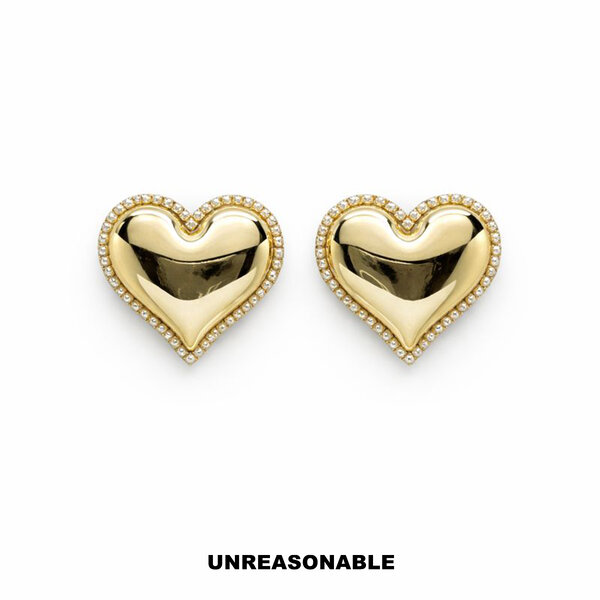 ต่างหูหัวใจสีทอง Golden Heart earrings. UA0975-01 Unreasonable Accessories