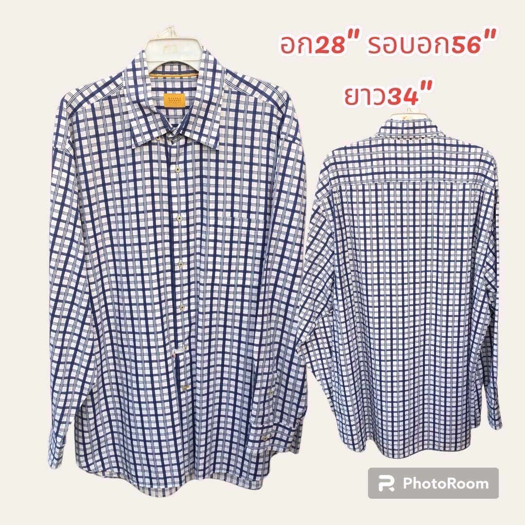 เสื้อเชิ้ตลายสก็อตแขนยาว แบรนด์ห้างงานนอกมือ2เกรดA สินค้าพร้อมจัดส่ง