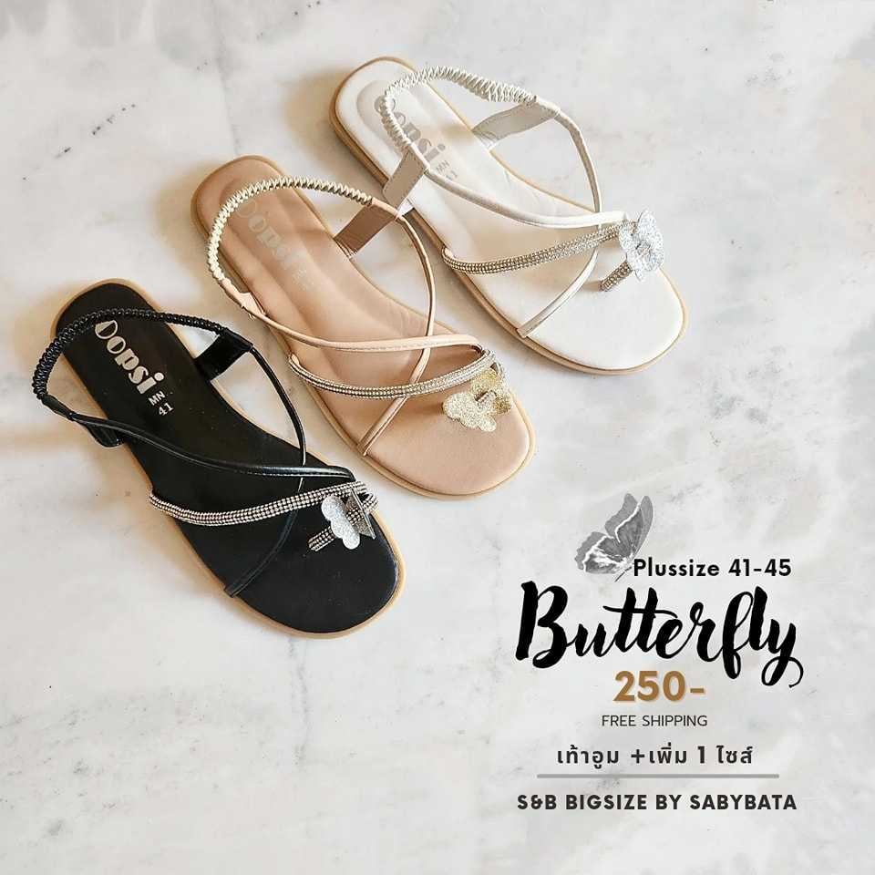 รองเท้ารัดส้น พลัสไซส์ 41-45 รองเท้าไซส์ใหญ่ รุ่น Butterfly bigsize plussize