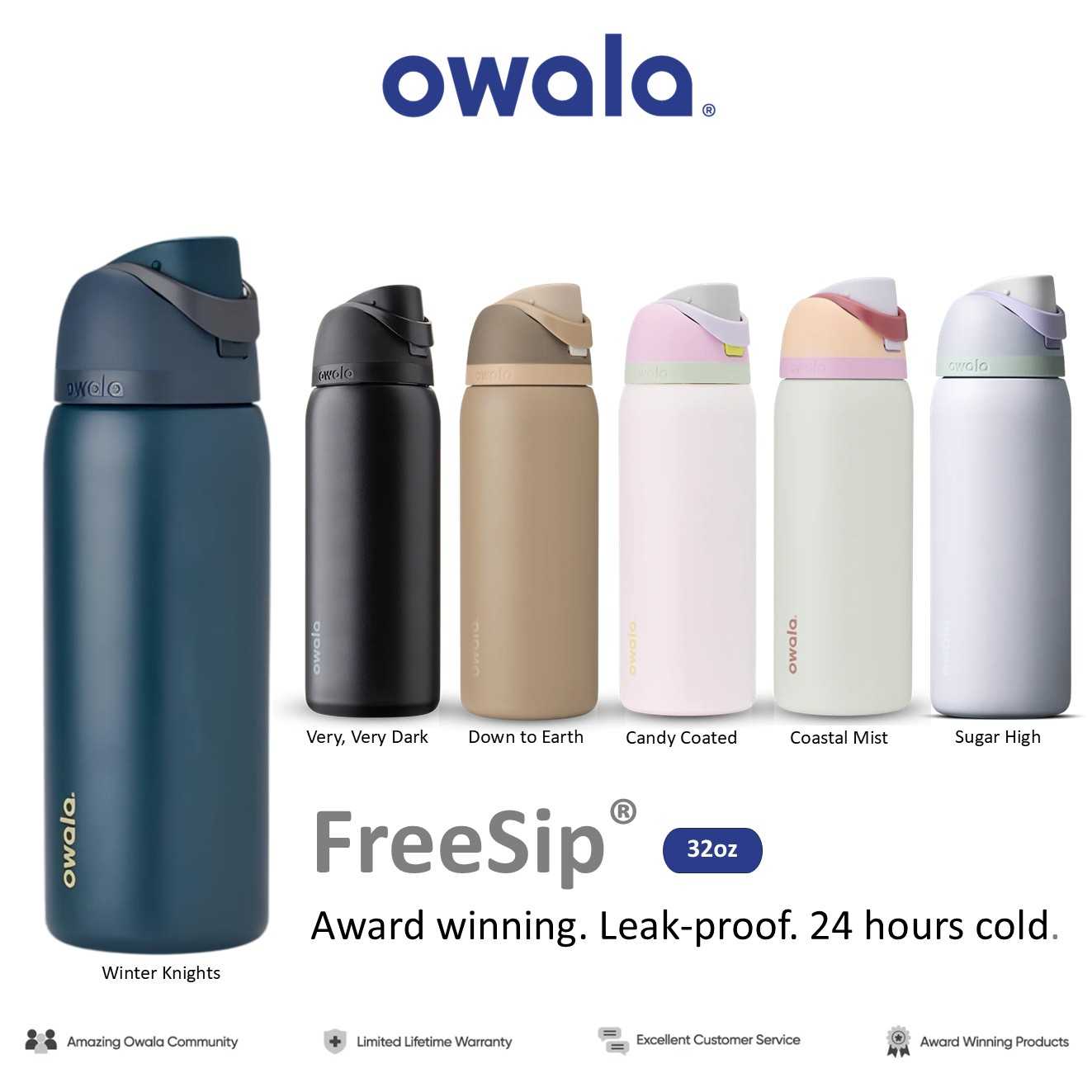 Owala FreeSip® 32oz Stainless Water bottles กระบอกน้ำ สแตนเลส เก็บอุณหภูมิ BPA-Free