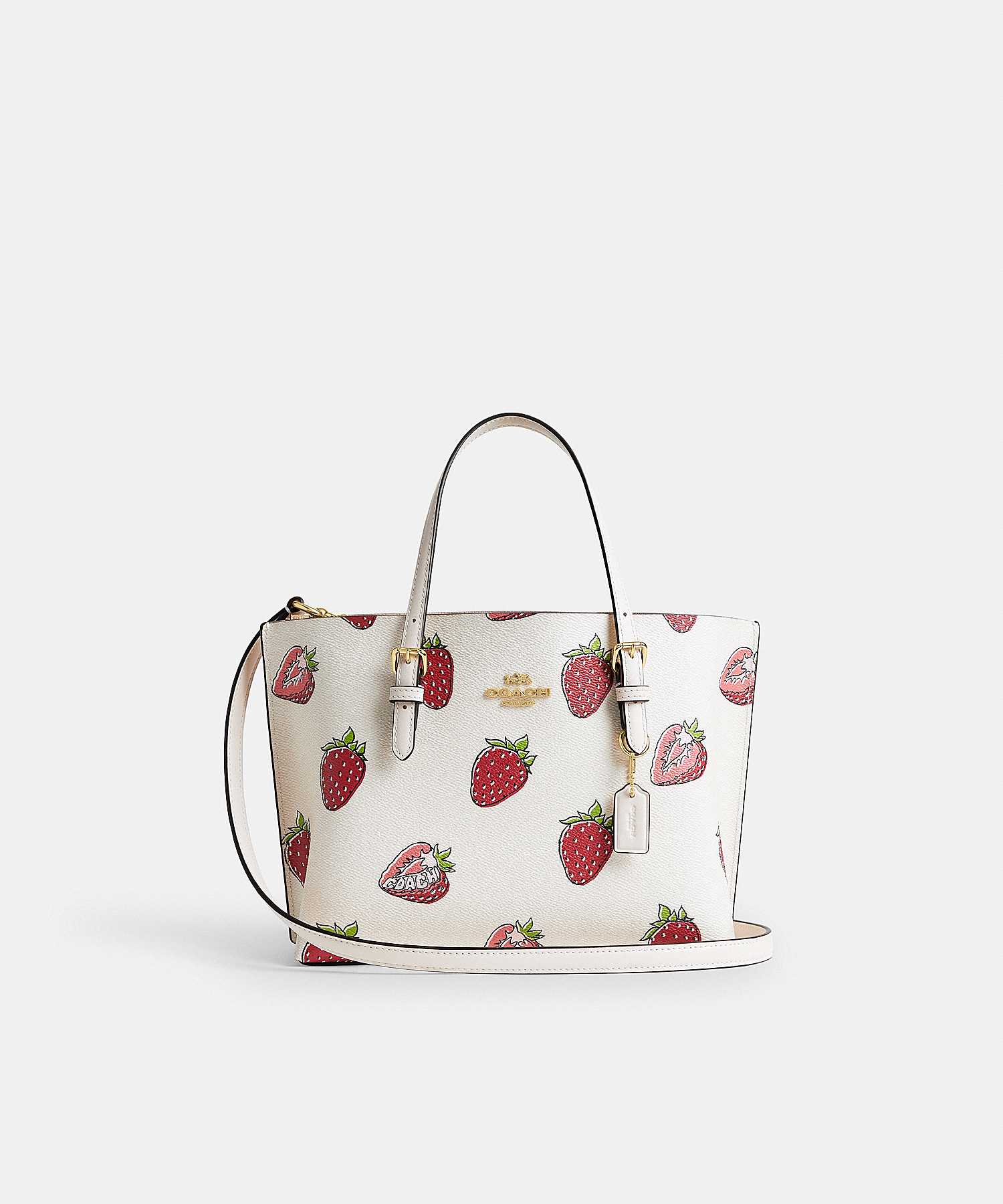 COACH MOLLIE TOTE BAG 25 WITH STRAWBERRY PRINT CAL66 IMCAH