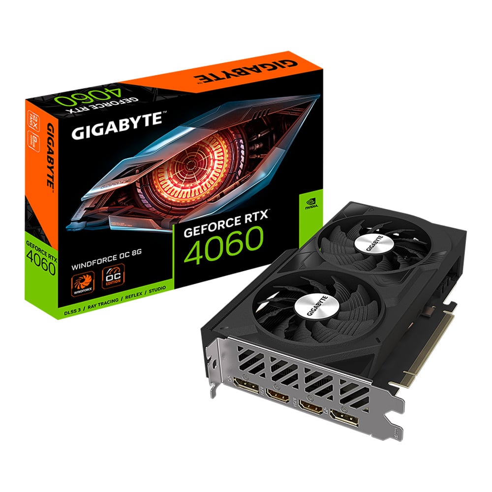 VGA (การ์ดแสดงผล) GIGABYTE GEFORCE RTX 4060 WINDFORCE OC 8G - 8GB GDDR6 (GV-N4060WF2OC-8GD)
