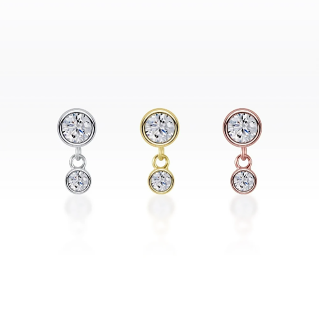 PiercingRoomByJay Bazel CZ dangle Flat Back เงินแท้ (ราคาต่อชิ้น)