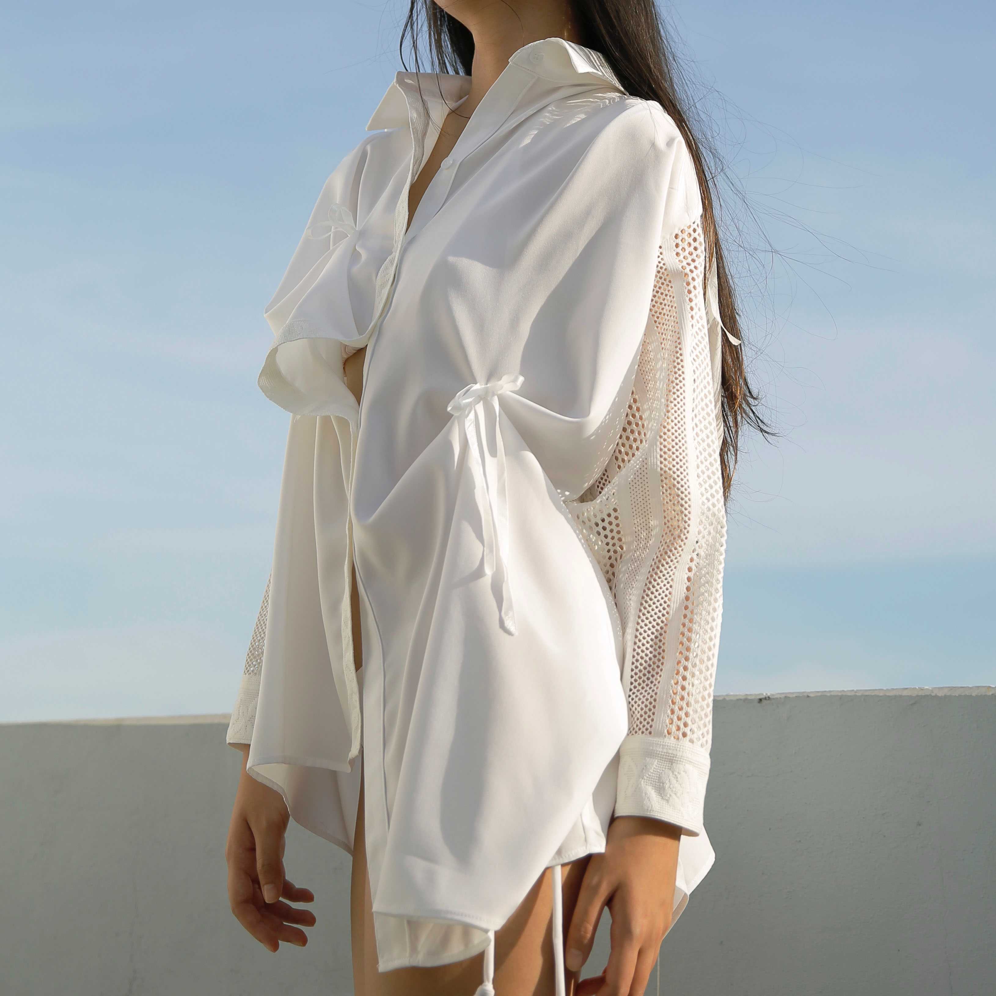 Rotsaniyom Oversized LONG-SLEEVE Shirt with BOW-DETAIL