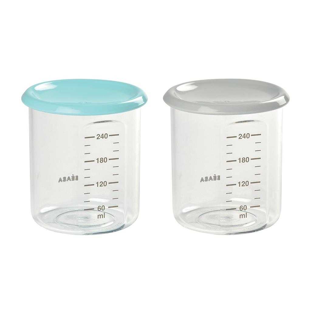 BEABA กระปุกเก็บอาหาร Set of 2 Maxi Portion (2x240ml - light blue/grey)