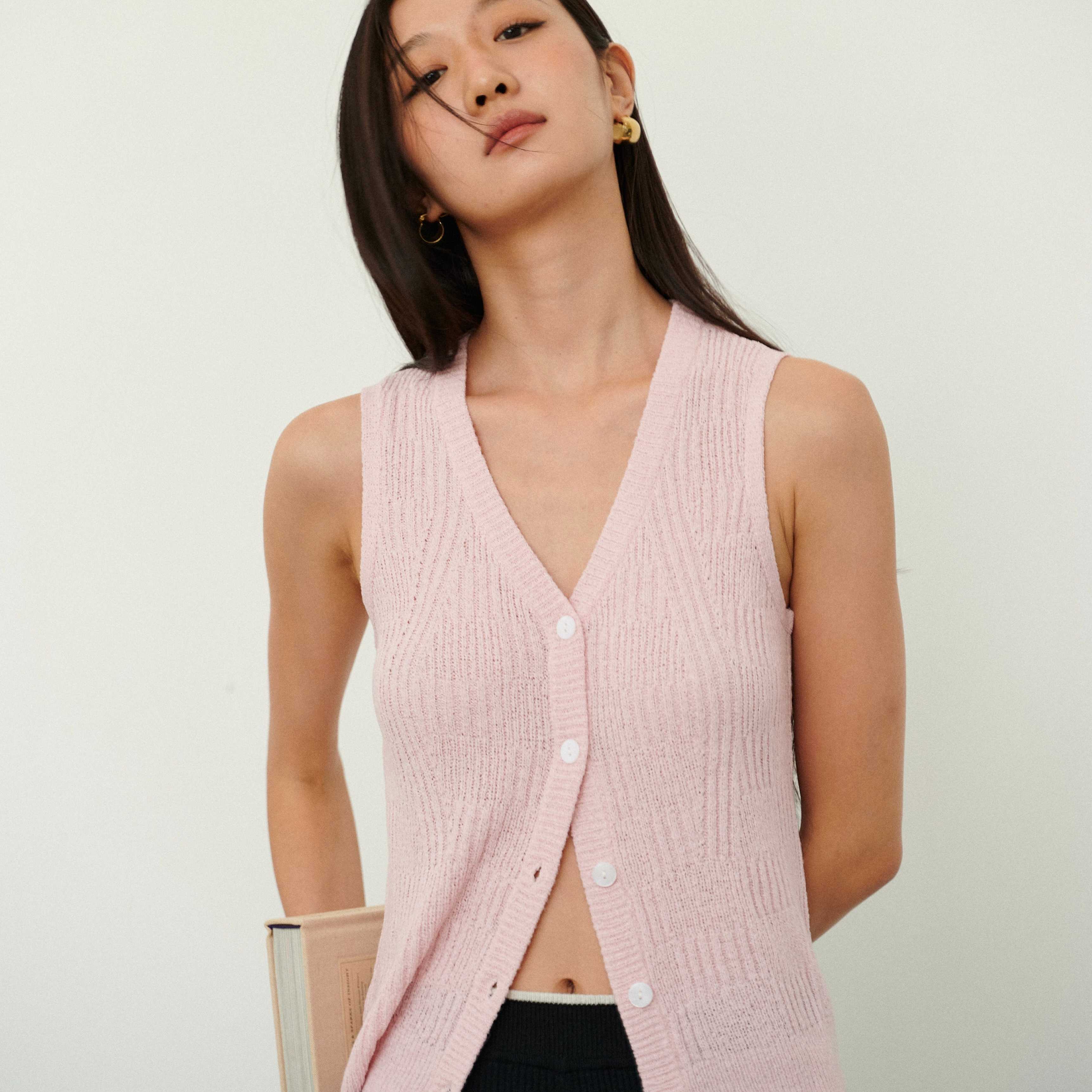 Spring Knit Vest - Candy Pink