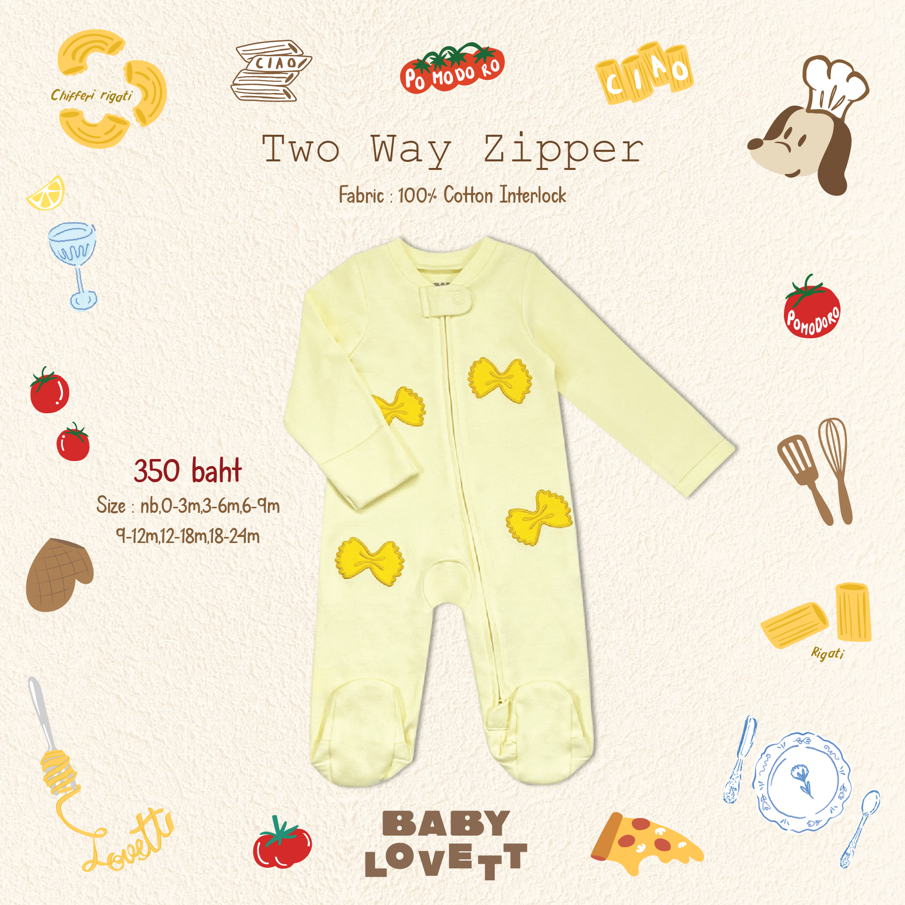 33 Bon Appétit Baby - Two-Way Zipper ชุดนอนคลุมเท้า
