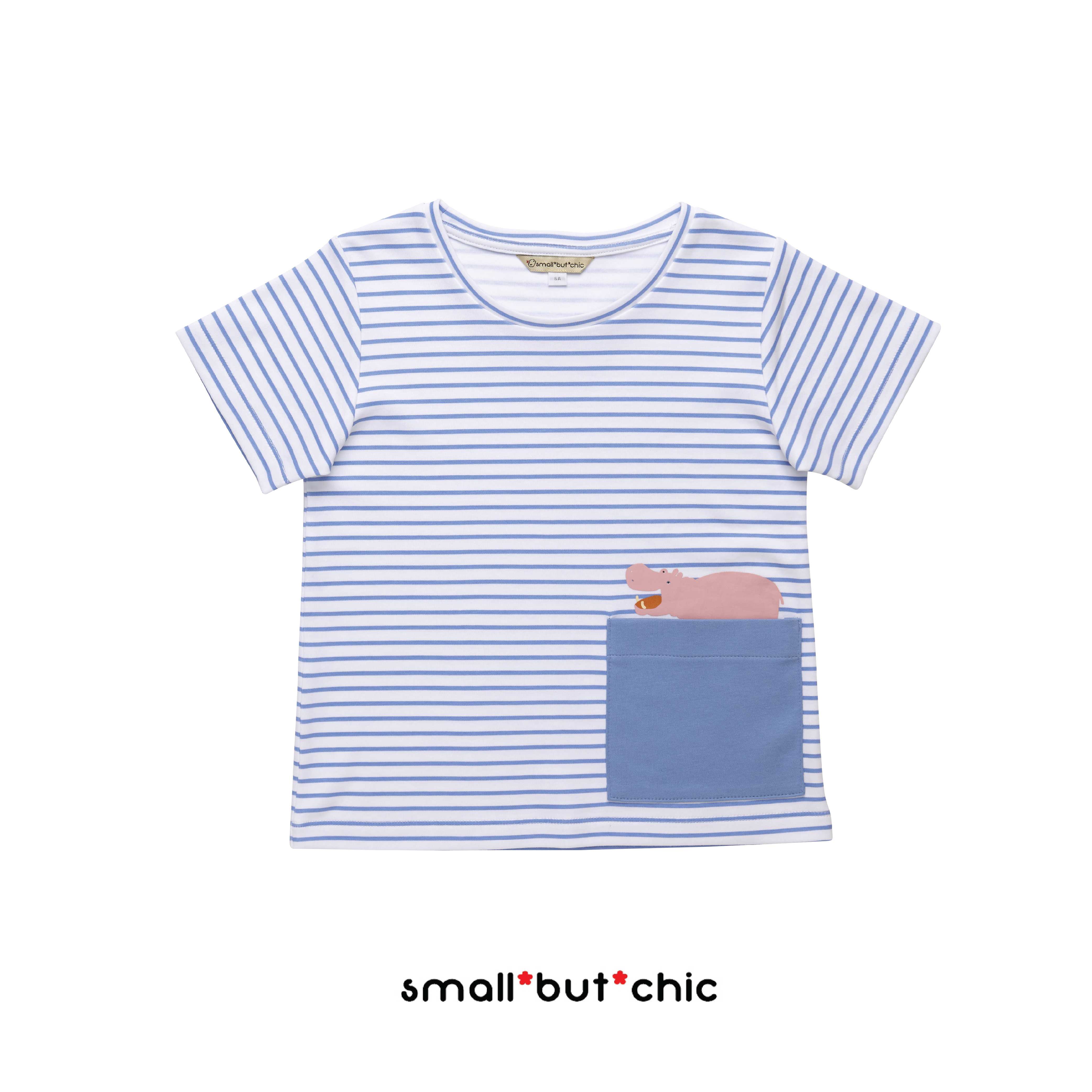 เสื้อคอกว้างแขนสั้น ลายริ้ว(TS-170)