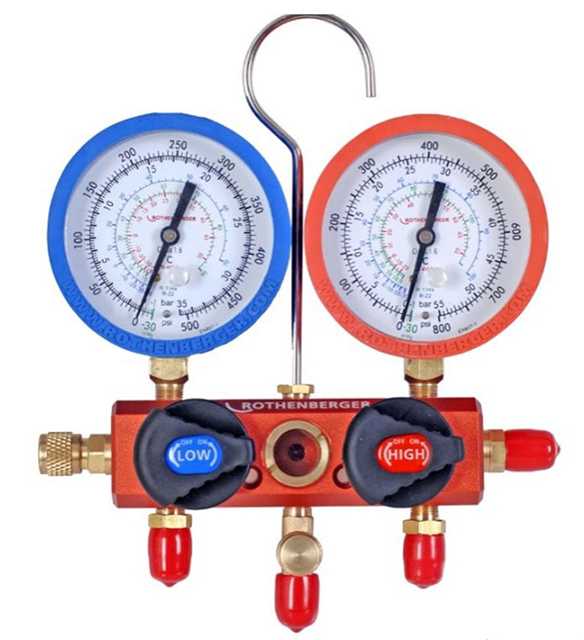 เกจวัดน้ำยาแอร์ R22 R134A พร้อมสาย 36 นิ้ว ROTHENBERGER NO.A1705.54-2 Std Manifold Set R22 R134A