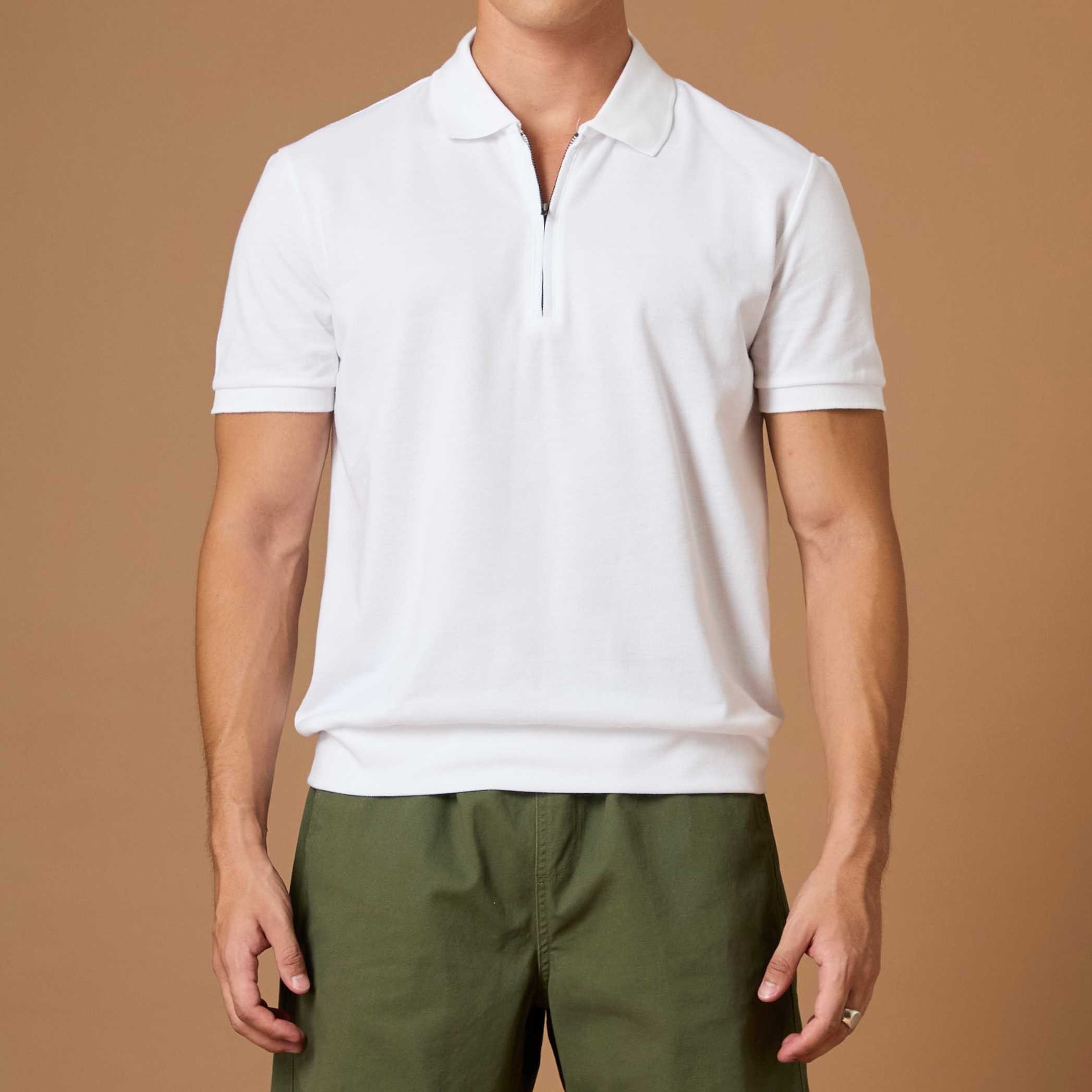 COLTON ZIP UP POLO - WHITE