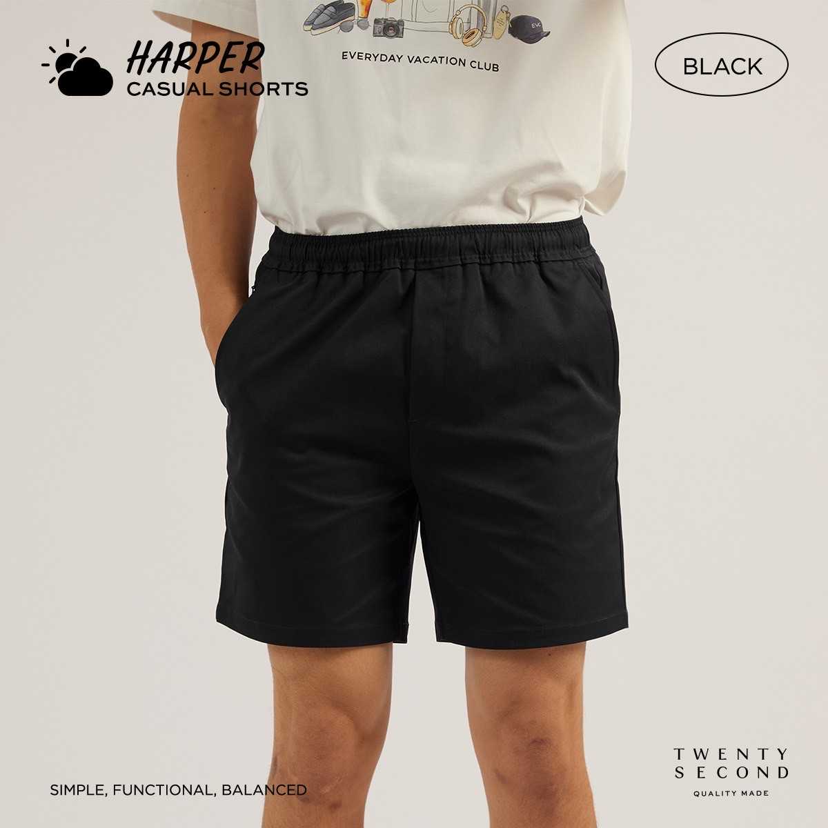 HARPER CASUAL SHORTS - BLACK