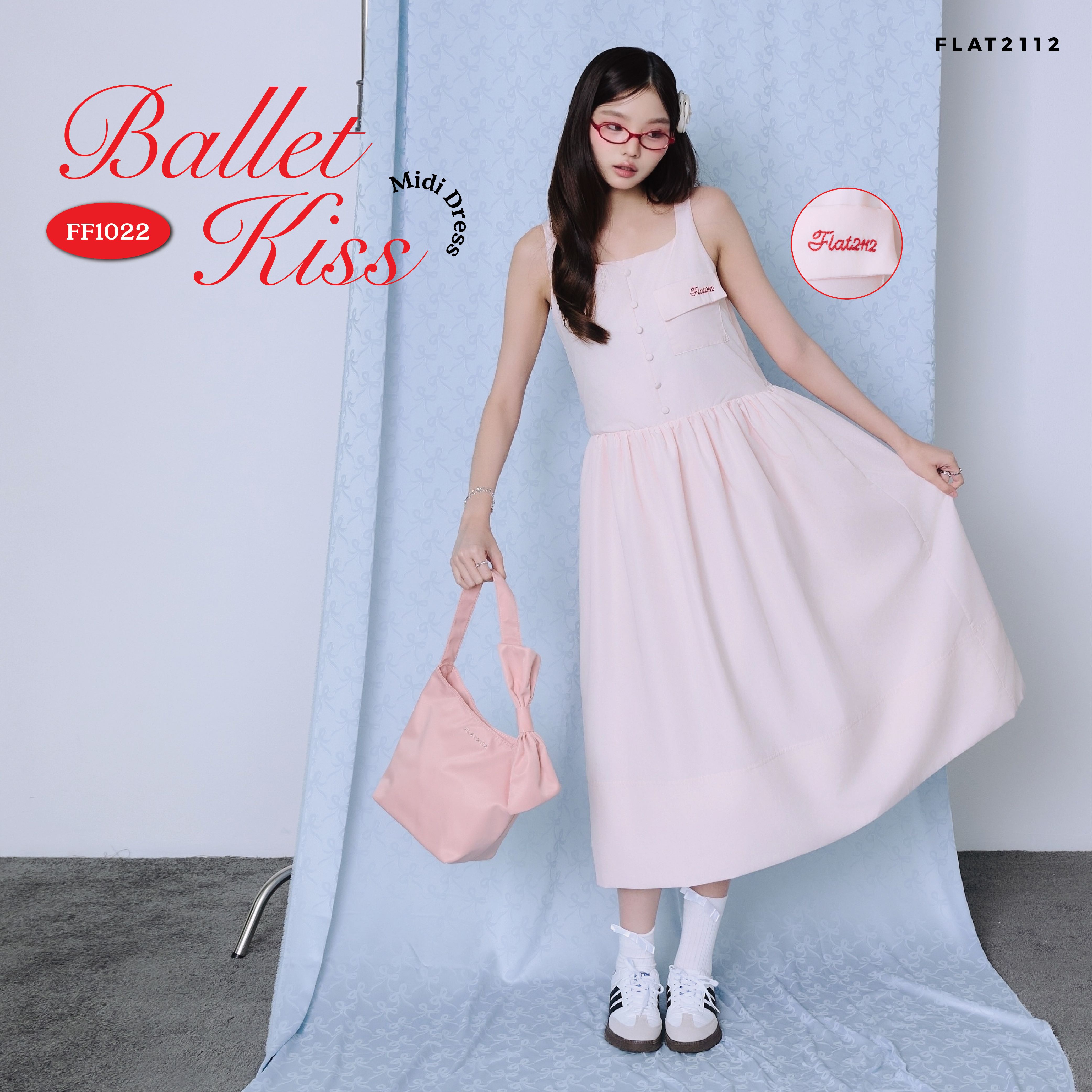 FLAT2112 FF1022 : BELLET KISS MIDI DRESS เดรสยาวคอเหลี่ยม เดรสใส่เที่ยว เดรสมินมอล