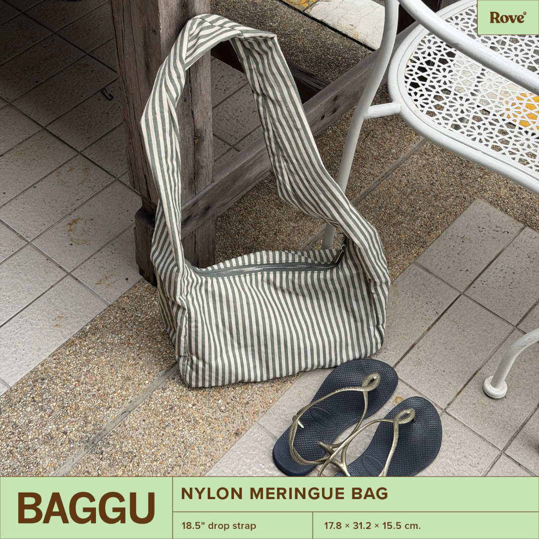 BAGGU Nylon Meringue Bag - Sage Stripe