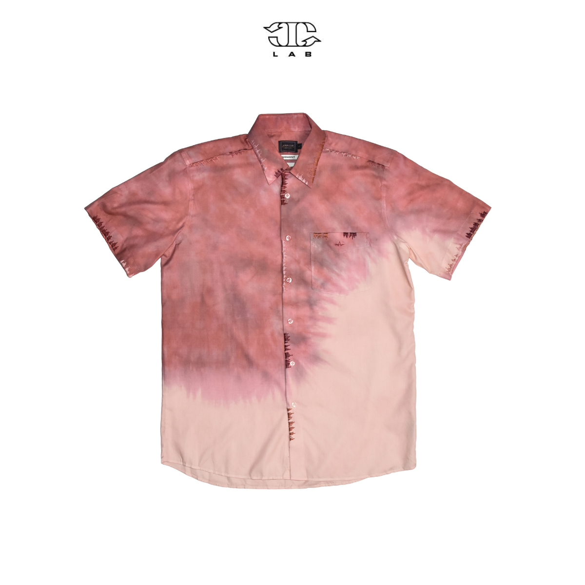 'JOEY (PNK)' Shortsleeve tie-dye shirt with hand embroidery