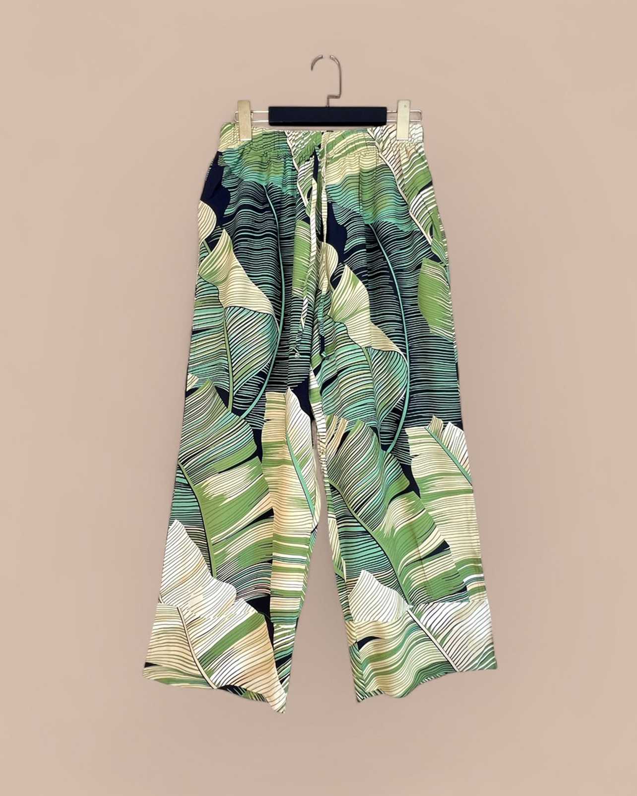 Elastic Pants Tropical Leaf