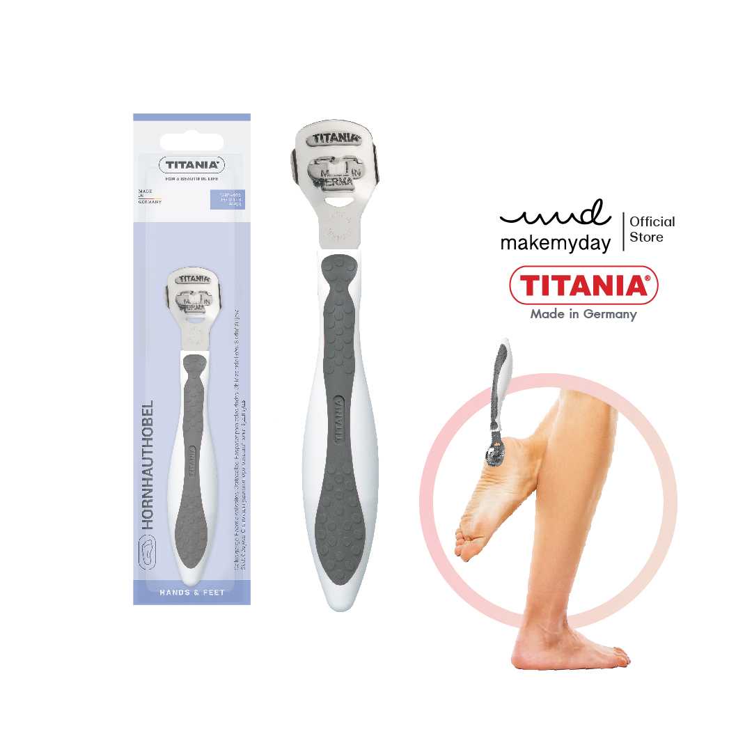 TITANIAที่ขูดส้นเท้า มีดโกนส้นเท้าพร้อมใบมีดในตัว สำหรับส้นเท้าแตก ด้ามจับนุ่มมือ นำเข้าจากเยอรมันนี