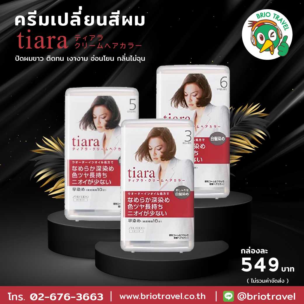 Shiseido TIARA Hair Color Cream ครีมปิดผมขาว สูตรอ่อนโยนต่อหนังศรีษะและเส้นผม / มีให้เลือก 3 สี