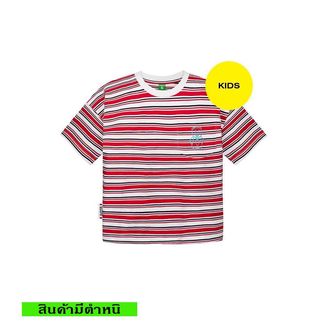 (สินค้ามีตำหนิ)  MULTI STRIPED JERSEY T-SHIRT - RED (KIDS)