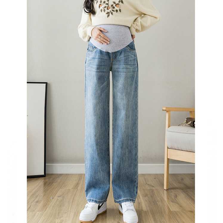 กางเกงยีนส์ขายาวทรงตรงขาบาน ผ้ายีนส์ฟอกสีสวย ผ้านิ่มไม่หนาไม่แข็งกระด้างใส่สบาย