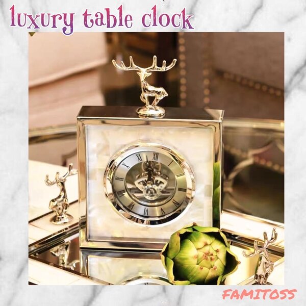 CT084C018 INTERY นาฬิกาหรูตั้งโต๊ะ นาฬิกาแต่งห้อง นาฬิกาเสริมฮวงจุ้ย นาฬิกาสีทองตั้งโต๊ะ European...