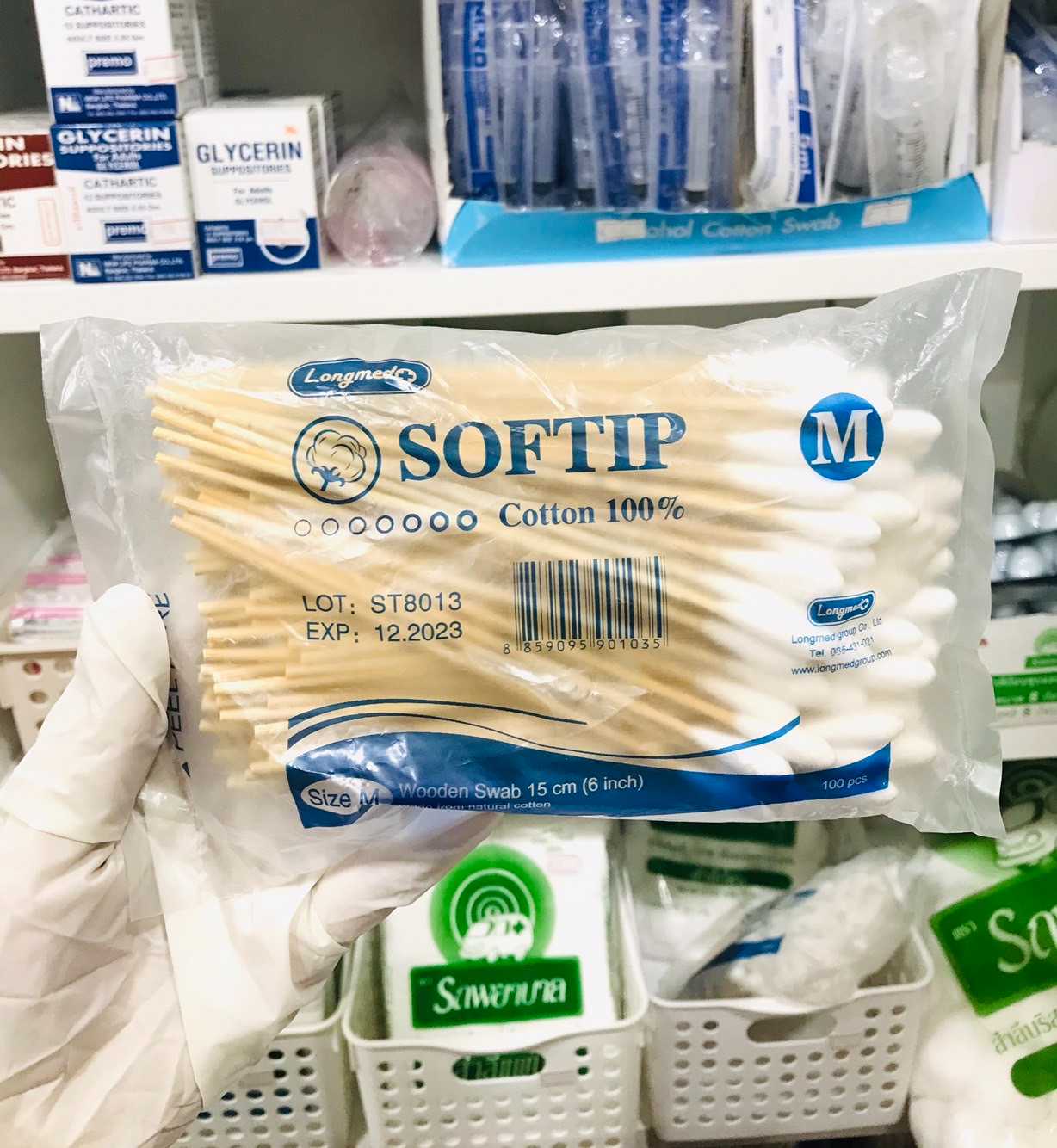 ไม้พันสำลีก้านยาว COTTON STICK SIZE M (100 ก้าน)
