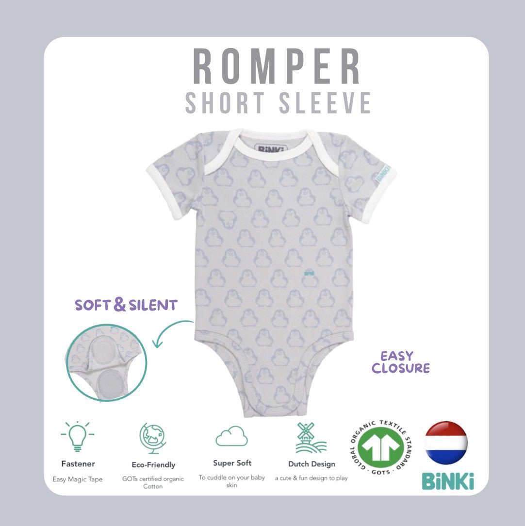 Bodysuit Shortsleeve Penguin - Grey