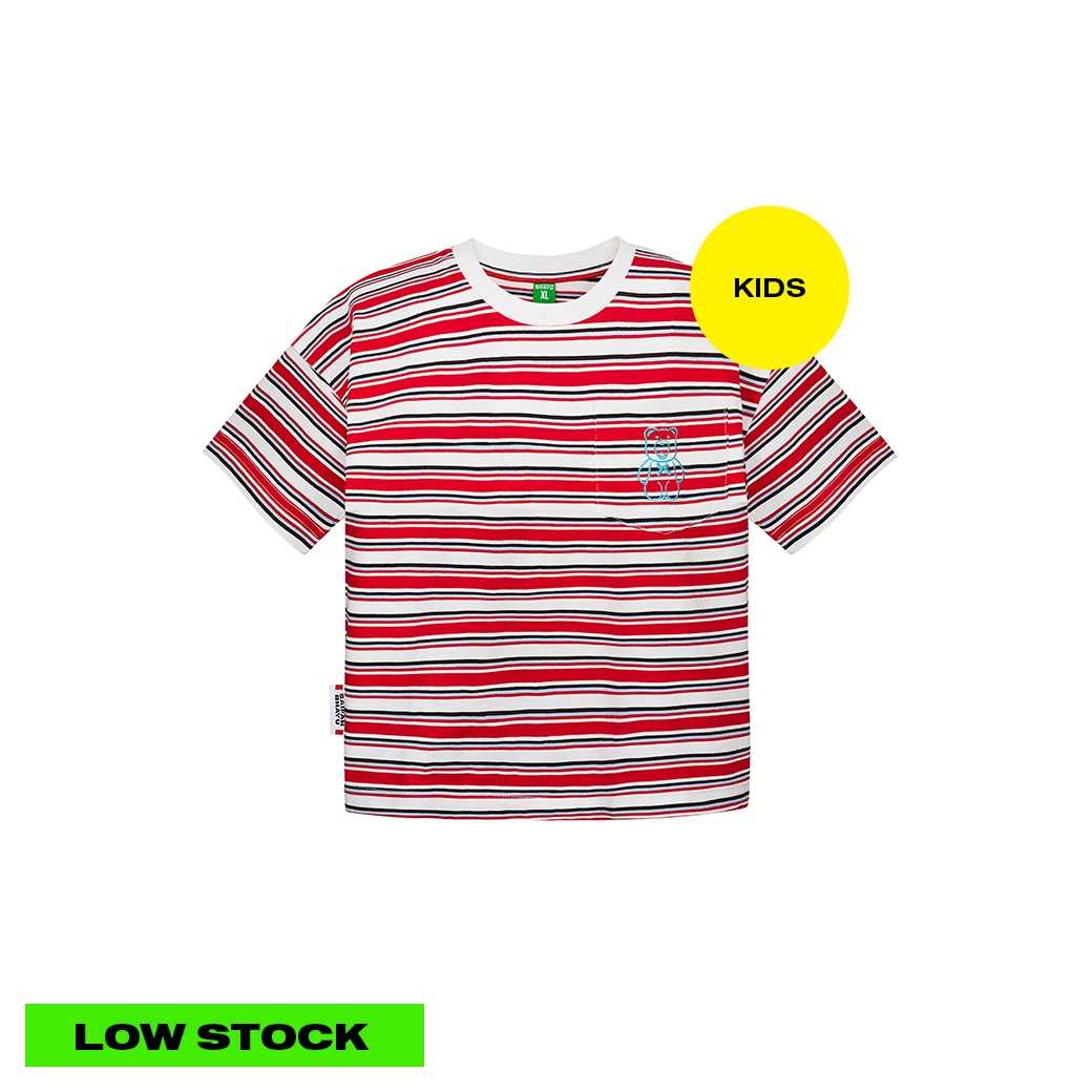MULTI STRIPED JERSEY T-SHIRT - RED (KIDS)