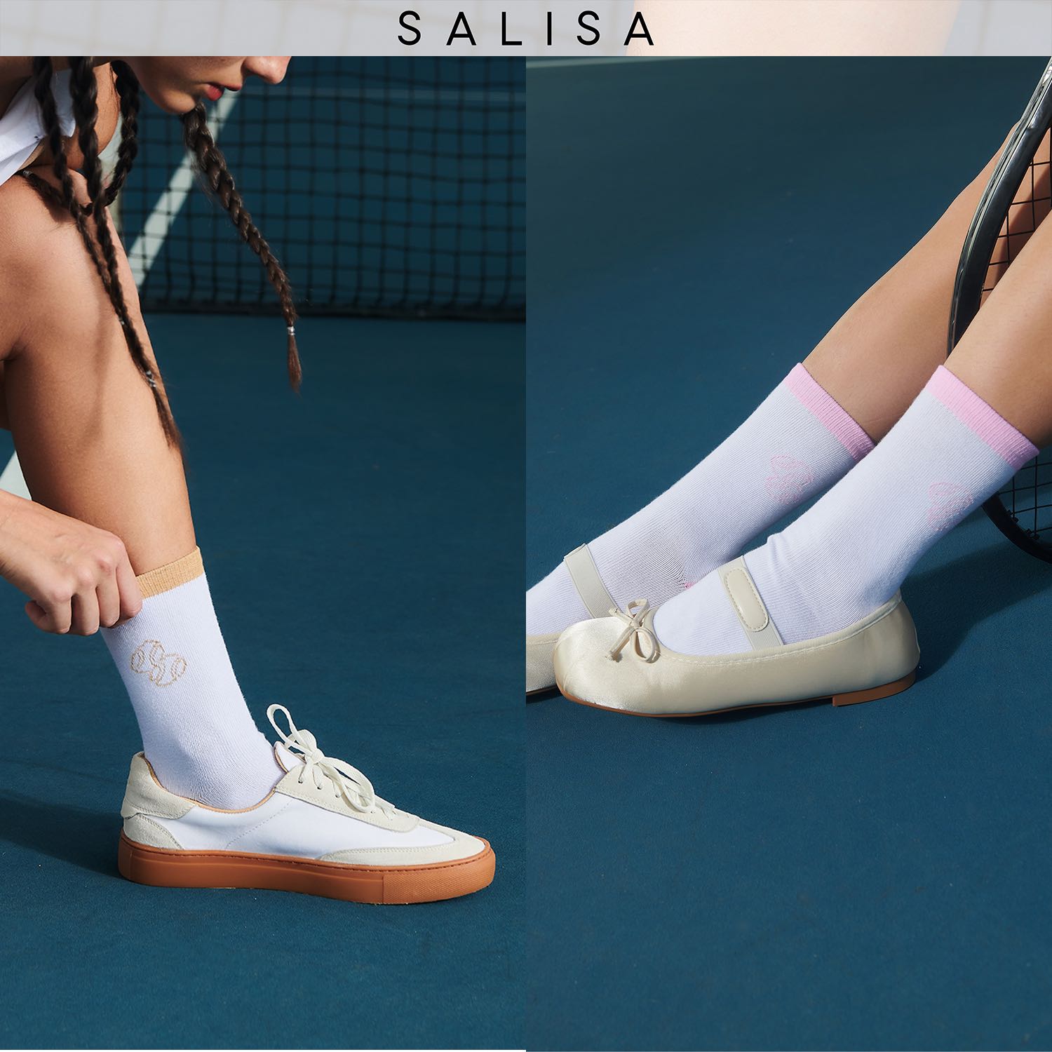 Socks Tennis SS24 Women's Free Size (2 Pairs Set)