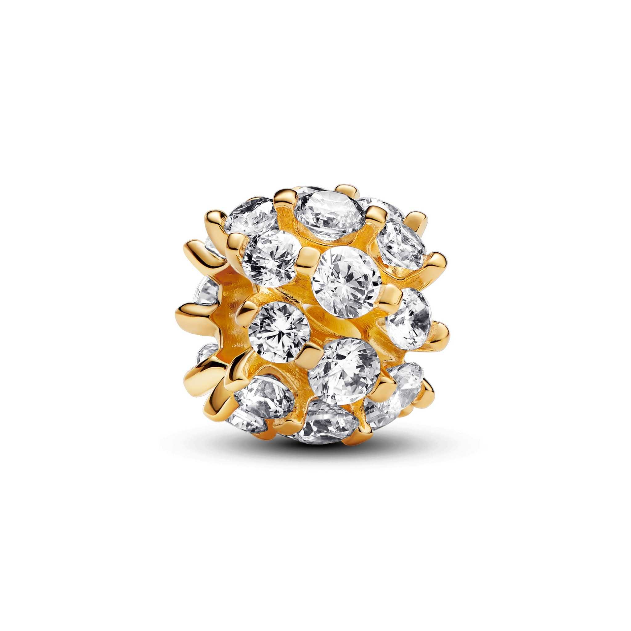 14k Gold-plated charm with clear cubic zirconia
