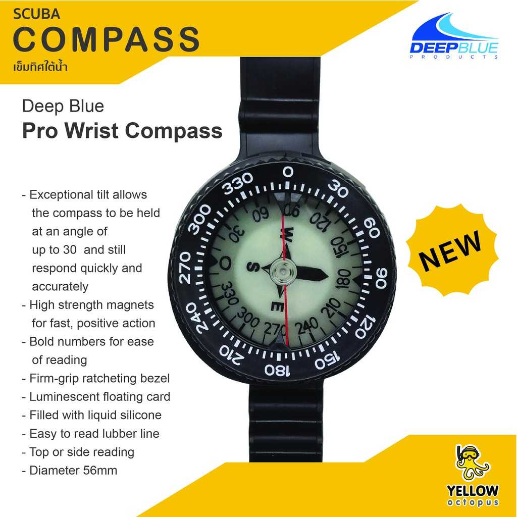 เข็มทิศใต้น้ำ Deep Blue Pro Wrist Compass