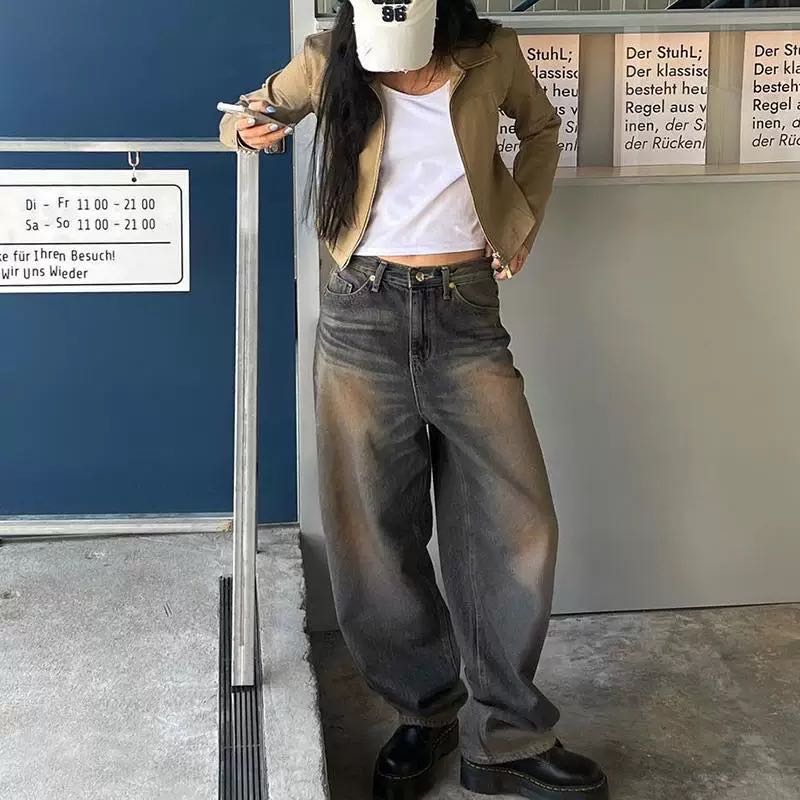 Low Waist Loose Jeans กางเกงยีนส์เอวต่ำขากระบอกใหญ่