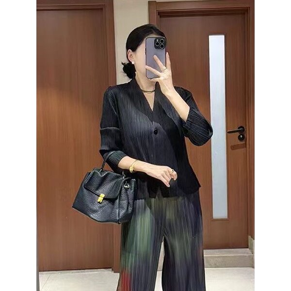 2MUAY รุ่น GJO10149 เสื้อคลุมอัดพลีท V NECK PLEATED CARDIGAN 10 สี FREE SIZE