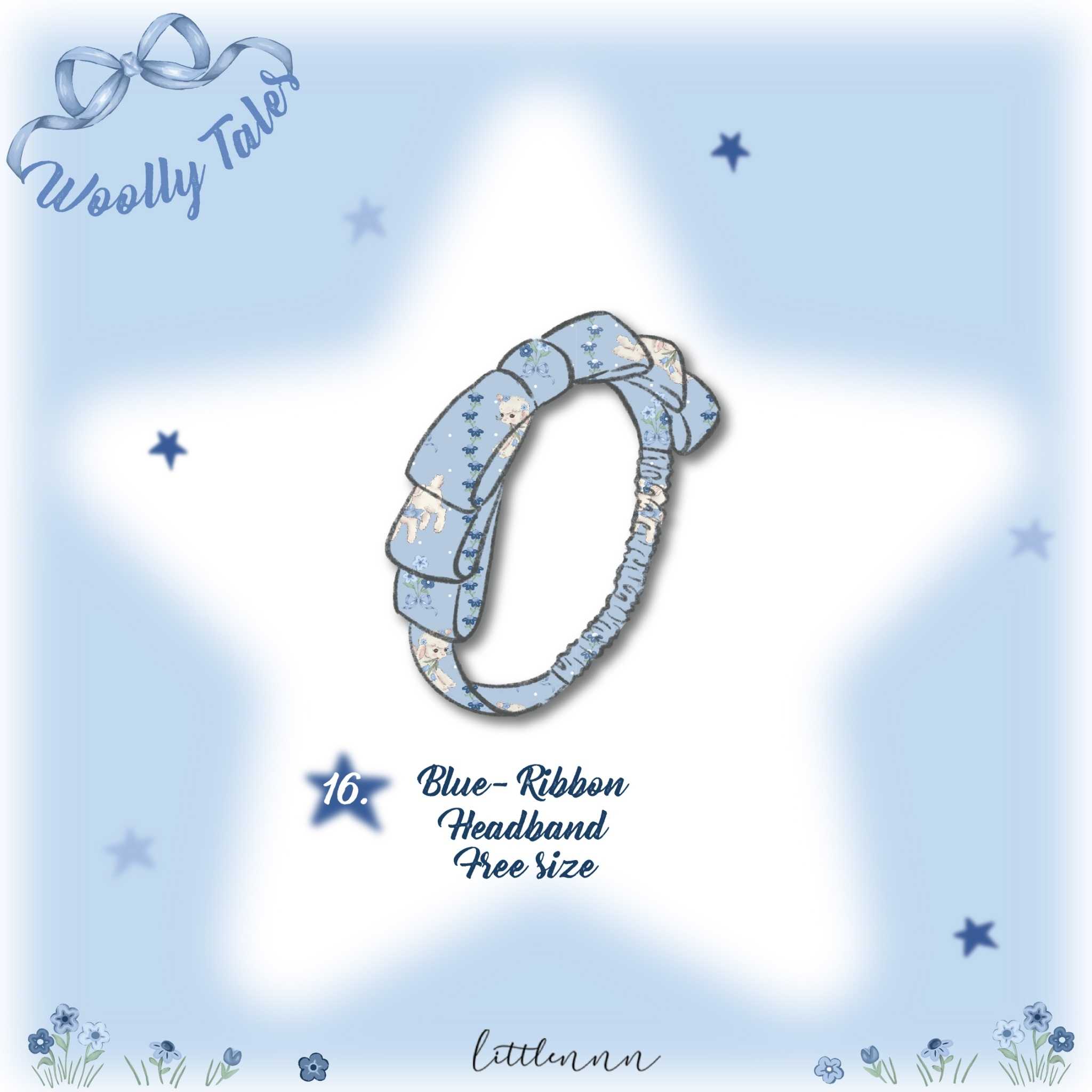 Look16 Blue Ribbon Headband : WollyTales