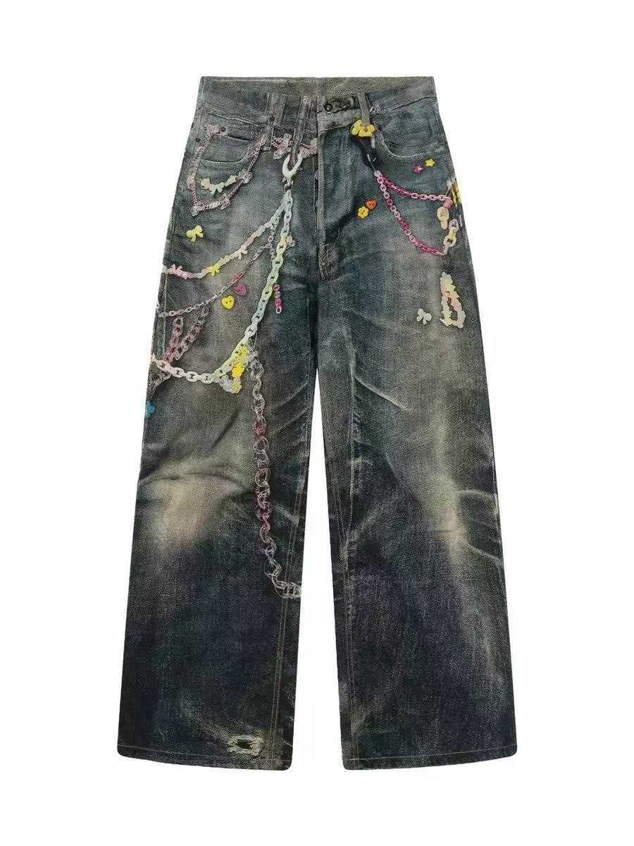 ( SALE ) ACNE STUDIOS EMBELLISHED WIDE LEG JEANS