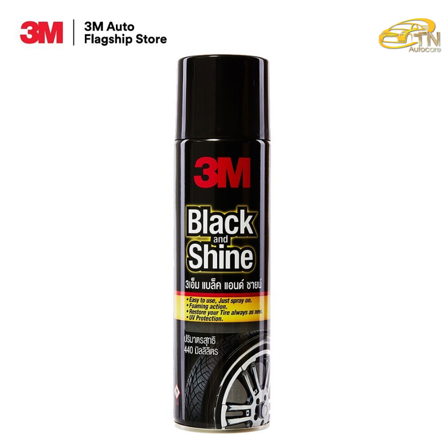 3M Black & Shine ผลิตภัณฑ์โฟมทำความสะอาดและเคลือบเงายางรถยนต์ ขนาด 440 ml.