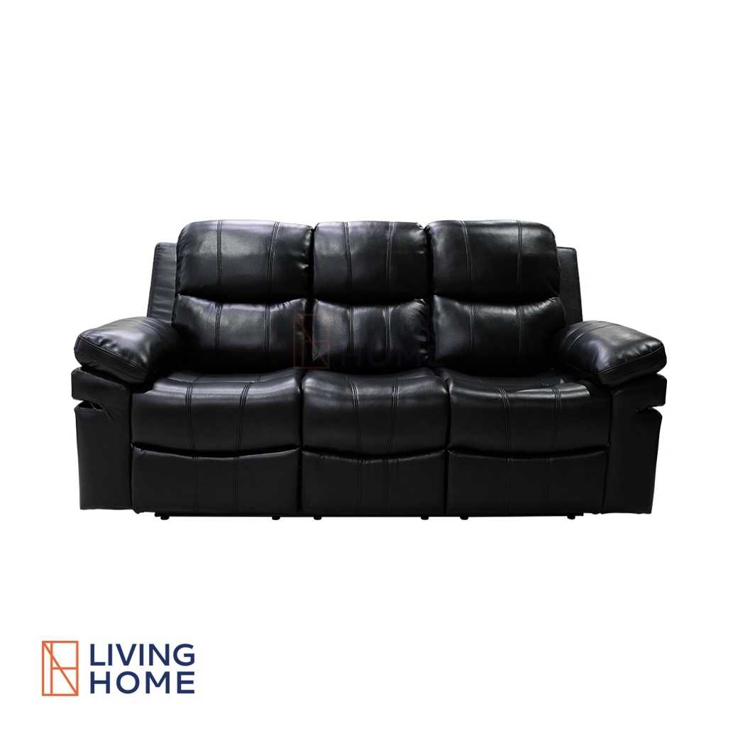 โซฟาปรับนอน 3ที่นั่ง รุ่น เท็กซัส เบาะPVC สีดำ |Livinghome
