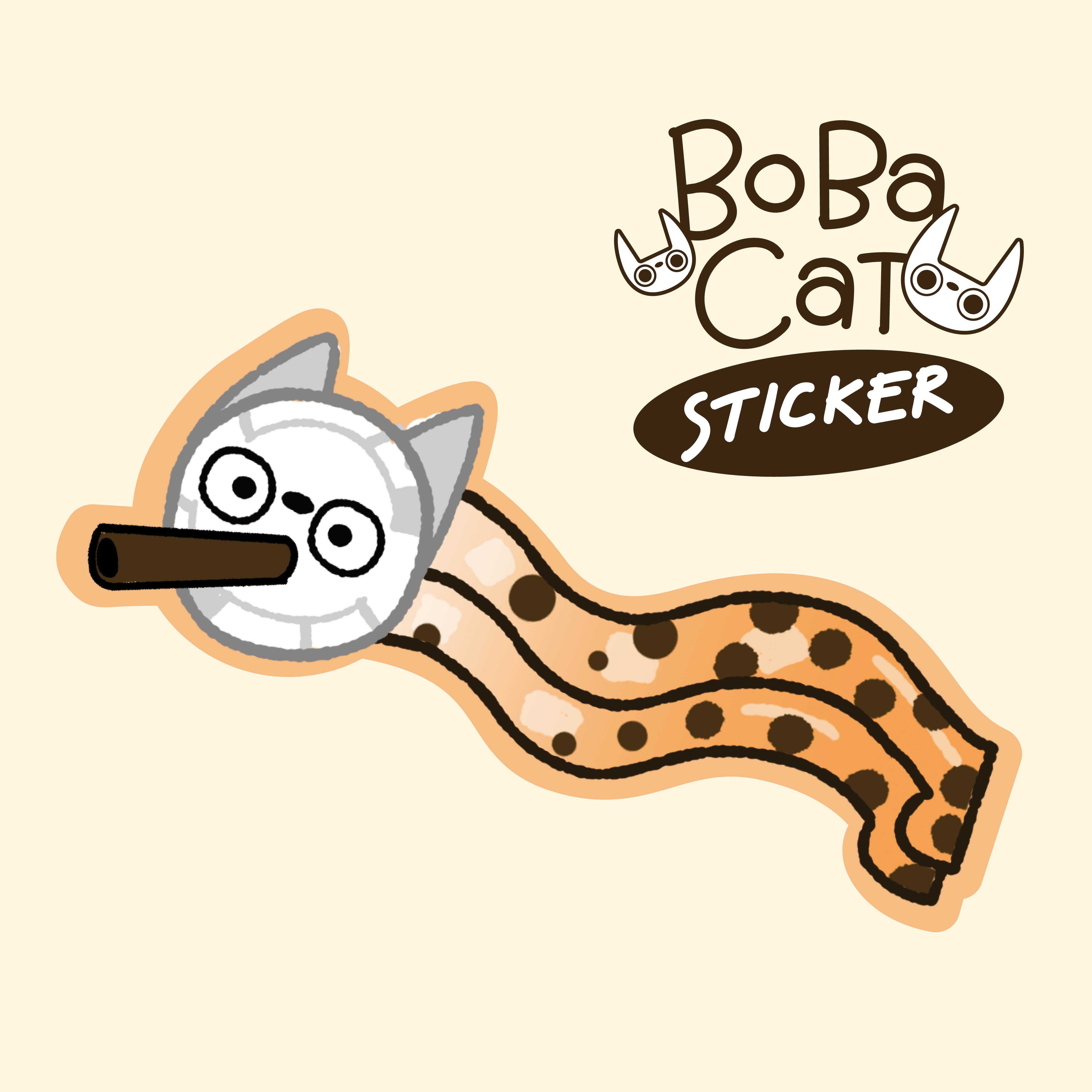 Boba cat sticker (แยกตัว)