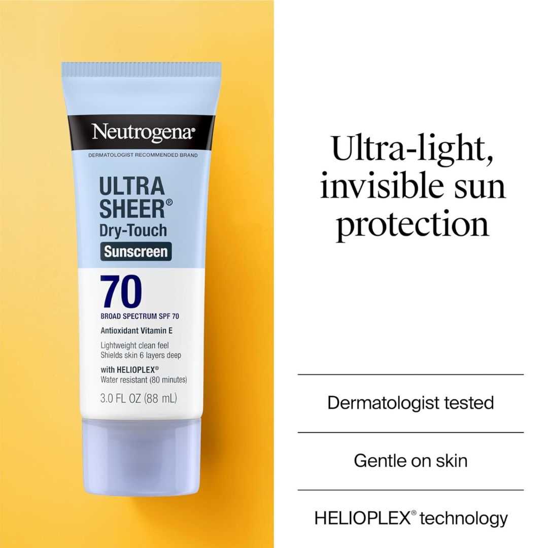 Neutrogena Ultra Sheer Dry-Touch Water Resistant Sunscreen Lotion SPF 70 ขนาด 88Ml จากอเมริกา