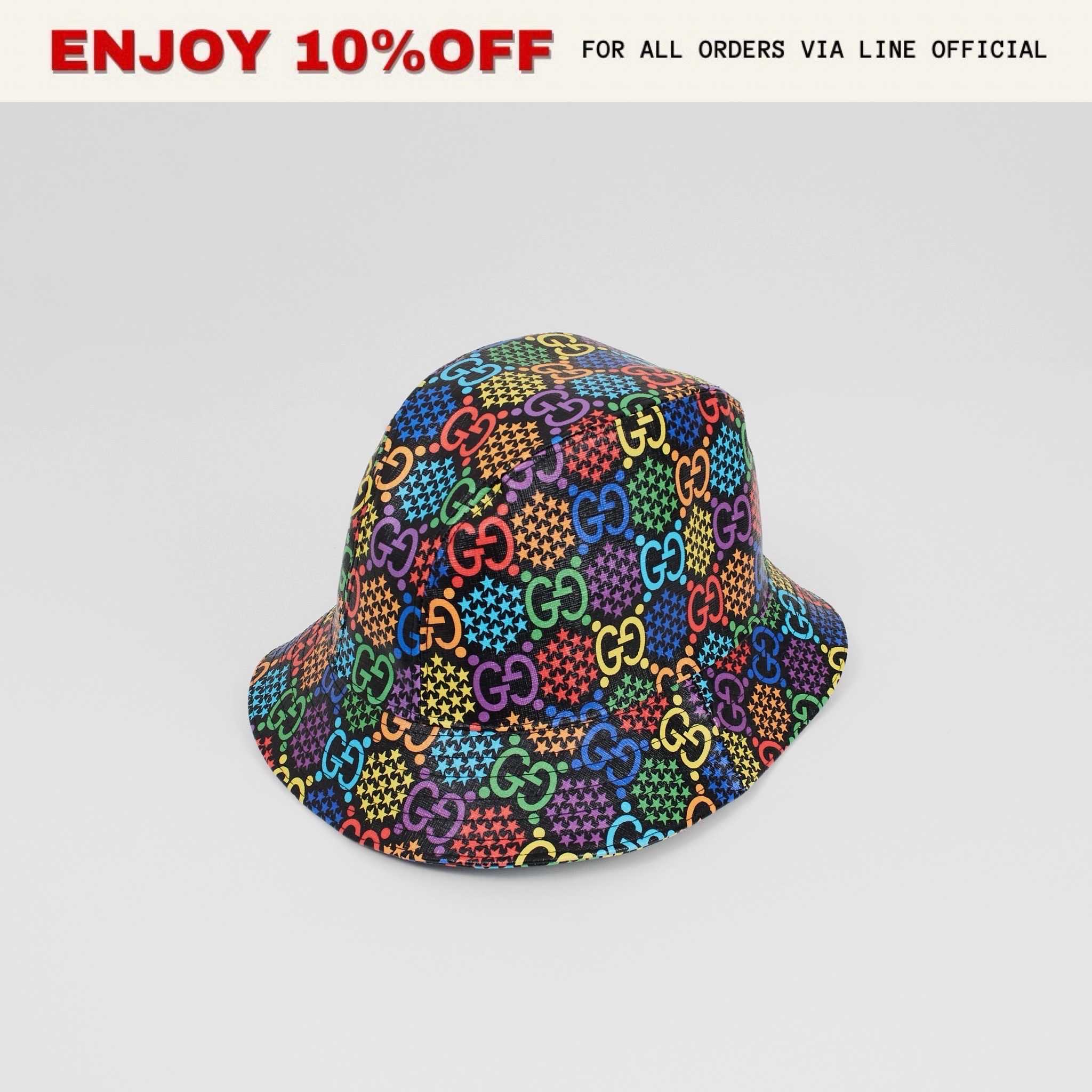 (C)📍KEPT UNUSED📍GUCCI GG Psychedelic Fedora Hat สี Multicolor | ACC