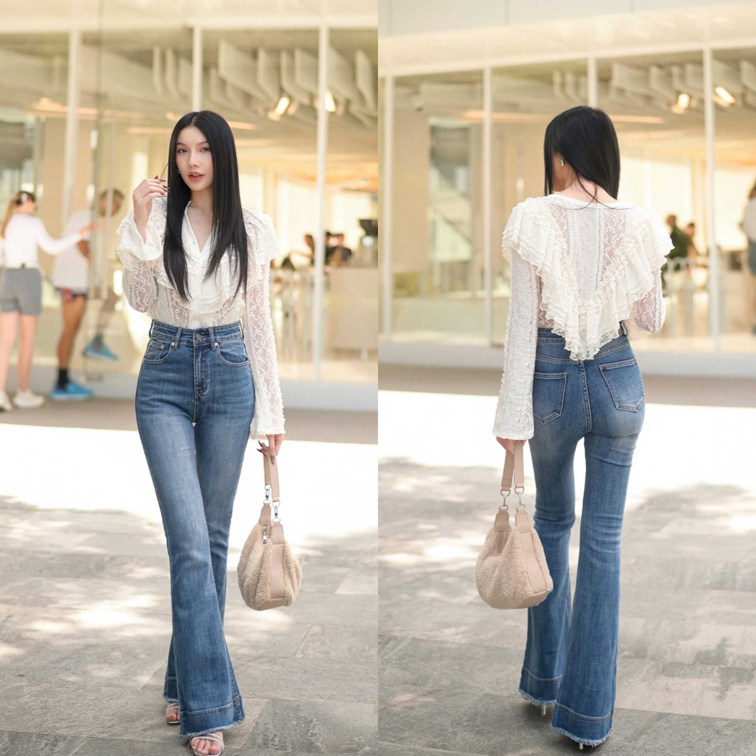 P0564 Farah high waist bootcut jeans