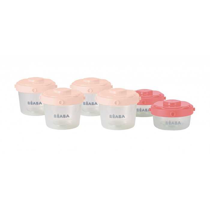 BEABA ชุดกระปุก Set of 6 Clip Portions - 1st age/60ml + 120ml (assorted colors PINK/ROSE)