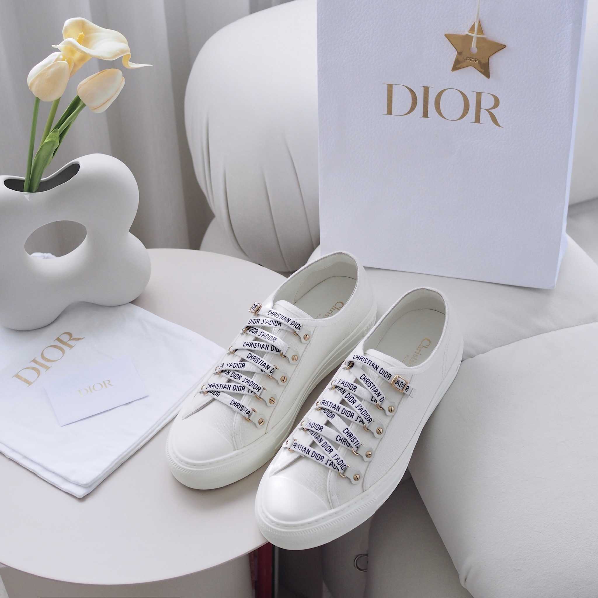 NEW! DIOR Walk'n Sneaker White Cotton Canvas |Shoes