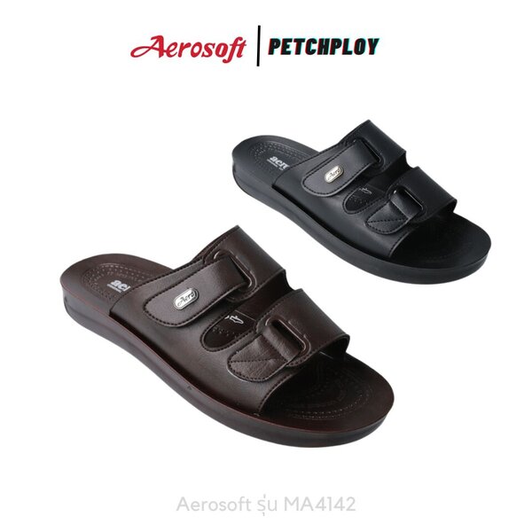 Aerosoft รุ่น MA4142 รองเท้าแตะผู้ชายแบบสวม แอโร่ซอฟ พื้นนุ่ม ใส่สบาย รุ่น 4142