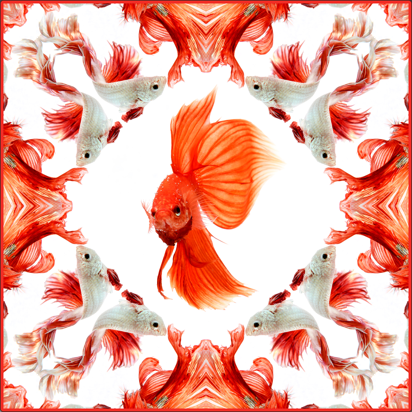 Silver Orange Halfmoon Betta  Scarf - White/Orange