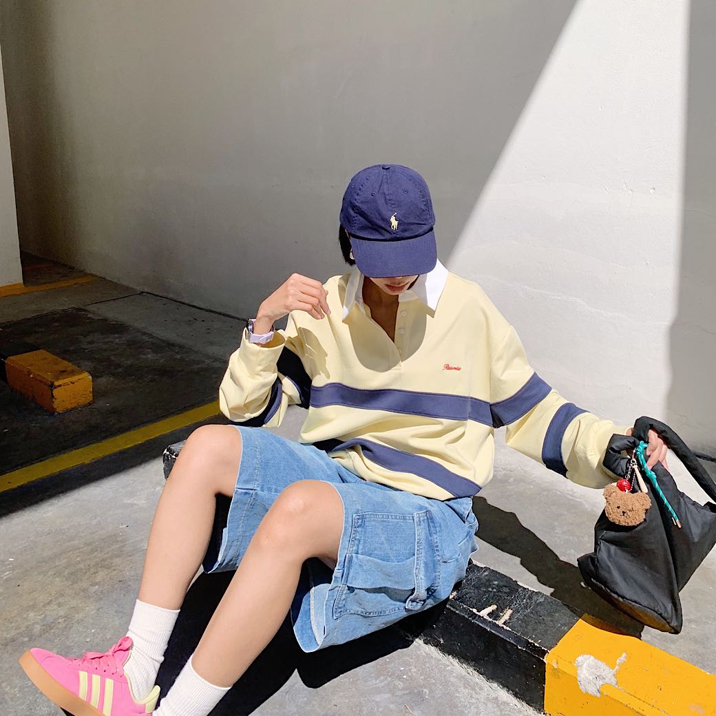 Rugby striped oversized polo